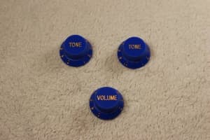 St electric bass guitar volume tone knob potentiometer hat blue