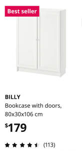 IKEA Billy Bookcase with Oxberg Doors and an Extra Shelf