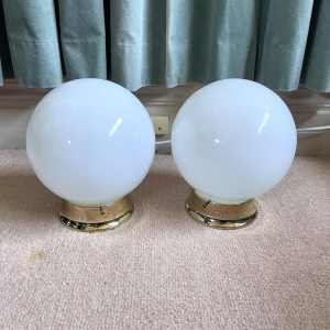 White Glass Ball Ceiling Wall Light Shade Brass finish Batten fix