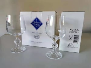 Vintage New Czech Bohemia Crystal CLAUDIA Goblet Glasses Set $15