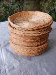 Vintage Rattan Bamboo Woven Cane - Paper Plate Holders