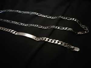 Mens 925 silver Figaro necklace and bracelet