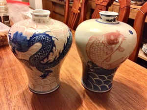 Chinese porcelain dragon and fish - $300 for the pair