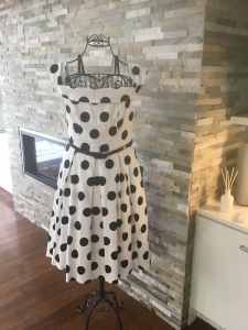 REVIEW dress, SIZE 14, Cotton and fully lined black and white 
