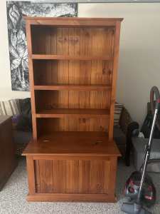 Solid Timber Bookshelf with Storage