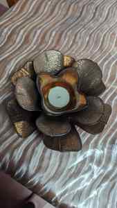 12x Brass/Gold & Black Flower Nesting Candle Holders
