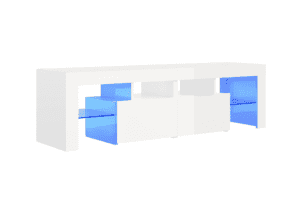 vidaXL TV Cabinet LED Lights High Gloss White(SKU:804370)Free Delivery