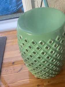 Green ceramic side table