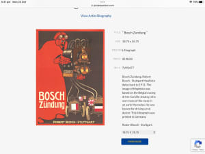 1910 Bosch Ignition Poster