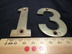 Solid Brass Numerals Three and One