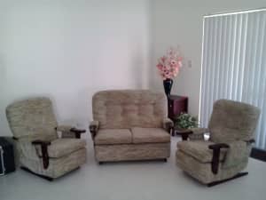 Lounge suite, 3 piece setting plus Sideboard/dresser with mirror, Maga