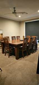 12 SEAT DINING TABLE & CHAIR 60MM SOLID TIMBER 2.4m X 1.5m ONLY