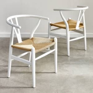 White/Natural Oak Wishbone Chairs (x3)