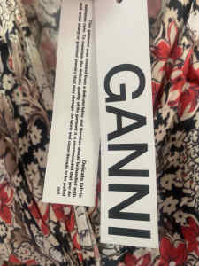 Brand new GANNI Cameron V-neck Floral Satin Maxi Dress