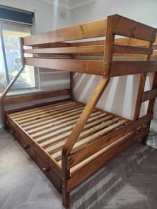 Large solid bunk bed queen bottom king single on top(bunkers)