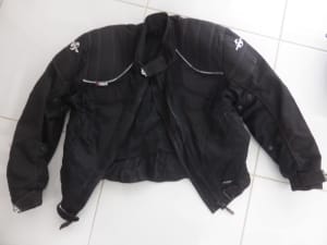 Motorcycle helmet, jacket and gloves