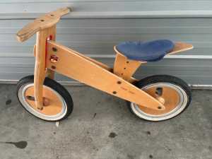 Like a Bike Childs wooden balance bike adjustable seat height & tool.