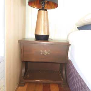 Timber bedside tables, pair