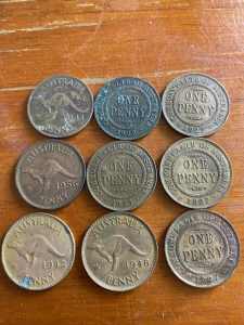Australian pennies mixed dates 270 total