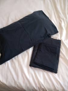 Black cotton single doona cover with 2 x pillowcases