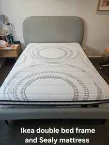 Ikea Upholstered Double Bed Frame With Mattress!!!! 