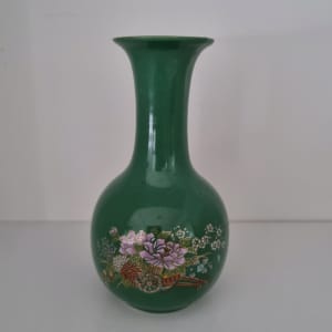 Vintage Green Ginger Jar Vase Flowers