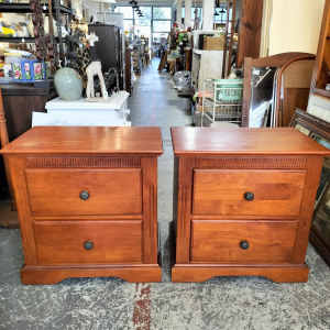 Pair of oversized timber bedside tables. 