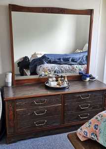 Large wooden vanity dresser