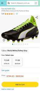 Football boots size 8.5- PUMA evoTOUCH PRO FG-Black/White/SafetyYellow