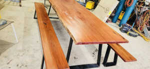 Hardwood Timber Slab Table & Bench Seats