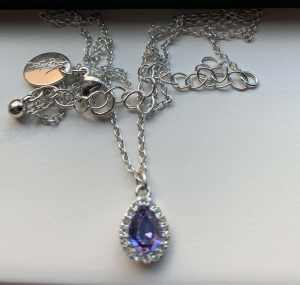 Lovisa Sterling Silver Necklace Purple Pendant (Brand New)