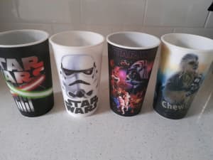 Vintage Official STAR WARS COLLECTORS CUPS Set of 4 Lucasfilm VGC Rare