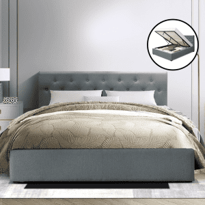 Glenroy Bed Frame Gas Lift Base With Storage Fabric Vila Collection