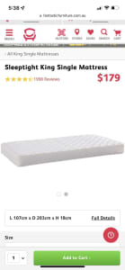 King single bed with Mattress