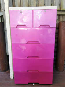 Plastic cabinet with six drawers