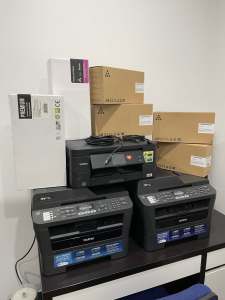 2 x Brother MFC-7860DW Multi Function Laser Printer with 6 new toners