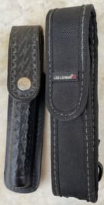 TOOLED LEATHER TORCH POUCH FOR BELT $20 NEG OFFERS OR LED LENSER $15