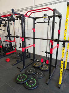 Power Cage Rack (5/10/15KG)*2 Bumper Weight Plates & 7ft Barbell