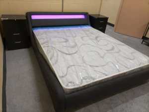 ALREADY ASSEMBLED!! LOWER PRICE THOMAS DOUBLE BEDFRAME WITH LED LIGHT