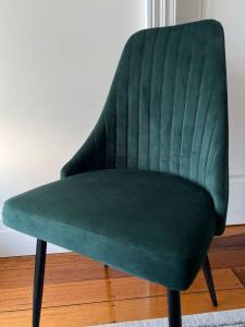 Dining Chairs Dark Green Velvet NEW x4