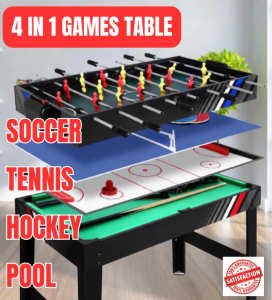 4 in 1 Games Table Pool Soccer Hockey Tennis - Limited Stock