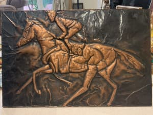 Copper embossed wall decor - man on a horse