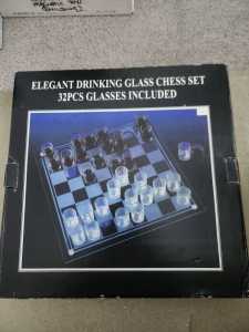 Glass shot chess set - brand new
