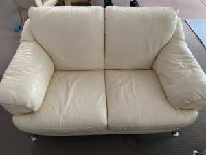 Cream Leather 2 Seater Sofas x 2