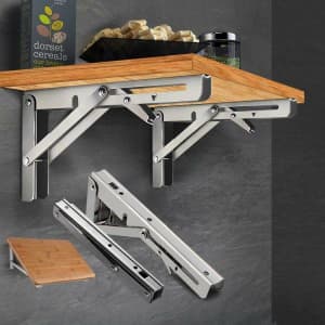2Pcs 12 Wall Shelf Bench Folding Table Bracket Stainless Steel