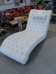 Contemporary white leather chaise lounge