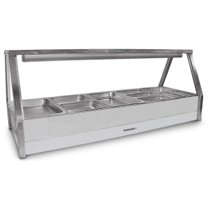 Roband Straight Glass Hot Food Display Bar, 10 pans double row with