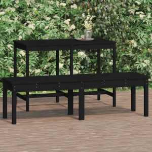2-Seater Garden Bench Black 159.5x44x45 cm Solid Wood Pine...