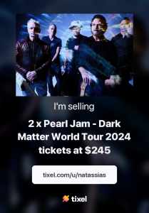 Pearl Jam Sydney GA Tickets 21st November 2024