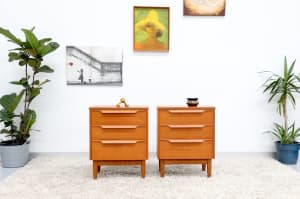 FREE DELIVERY-RETRO VINTAGE MIDCENTURY RELIANCE PAIR OF BEDSIDE TABLES